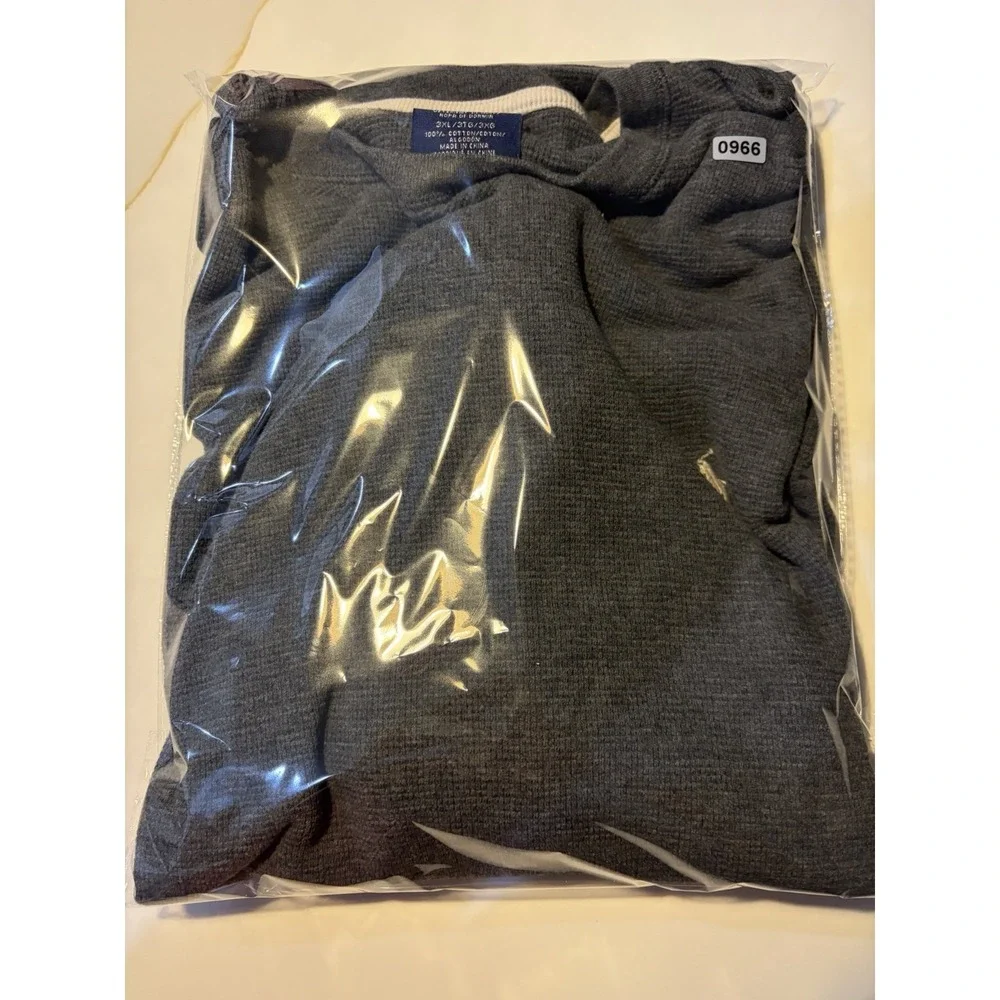 Polo Ralph Lauren Men's Gray Waffle Knit Long Sleeve Thermal Sleepwear Shirt